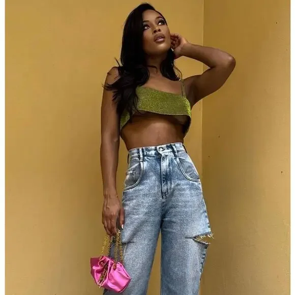 Nue Studio Charlotte Crystal Top Lime Green - Picture 5 of 9